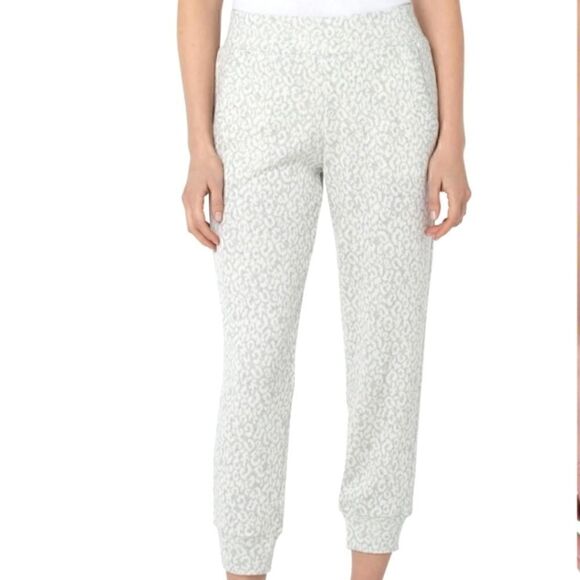Liverpool pull‎ on gray white leopard jacquard patterned jogger sweatpants small - Picture 3 of 5